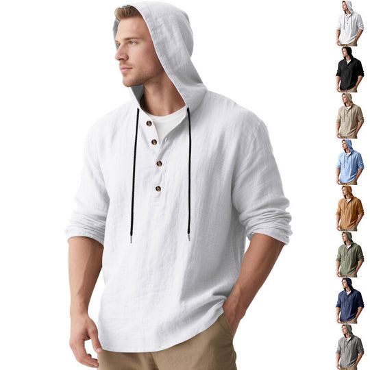 Herren lässiges Kapuzenhemd mit Knopfleiste und hochwertigem Baumwollmaterial