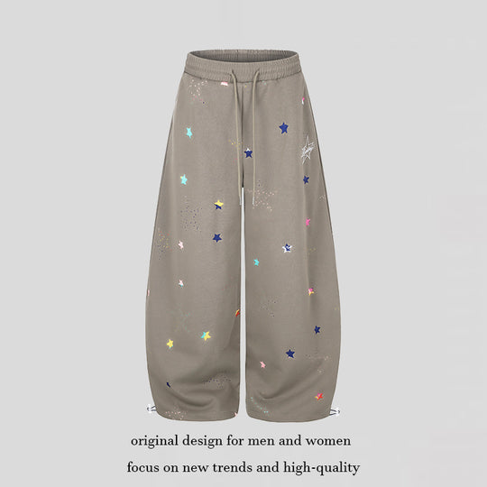 Damen Extraweite Palazzo‑Sweathose im Balloon‑Cut mit elastischem Komfortbund, Kordelzug und Sternen‑Applikation Nord Taschen