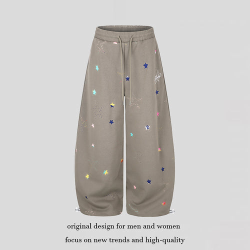 Damen Extraweite Palazzo‑Sweathose im Balloon‑Cut mit elastischem Komfortbund, Kordelzug und Sternen‑Applikation Nord Taschen