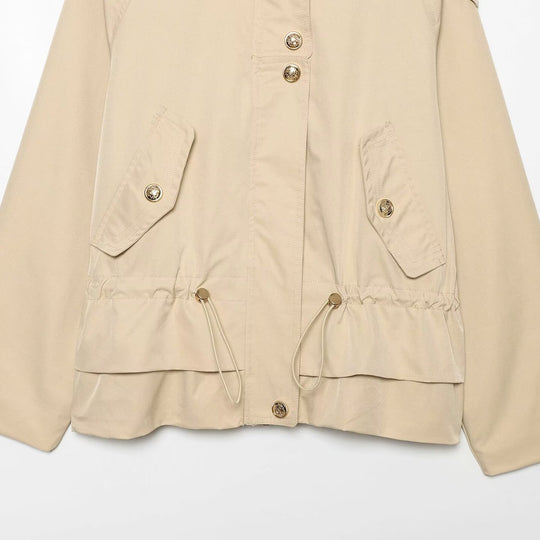 Damen Kurzparka mit Kapuze, Tunnelzug-Taille und Pattentaschen Nord Taschen