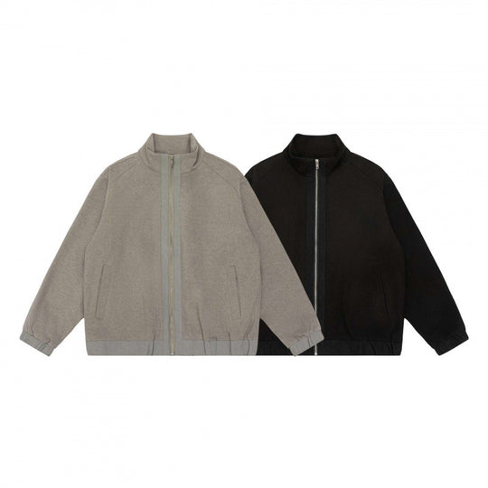 Unisex Kurz geschnittene Teddy‑Fleece‑Überjacke mit Stehkragen, durchgehendem Reißverschluss und elastischem Saum Nord Taschen