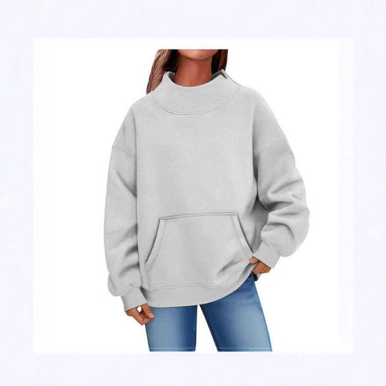 Damen Oversized Hoodie mit Stehkragen und Kängurutasche Nord Taschen