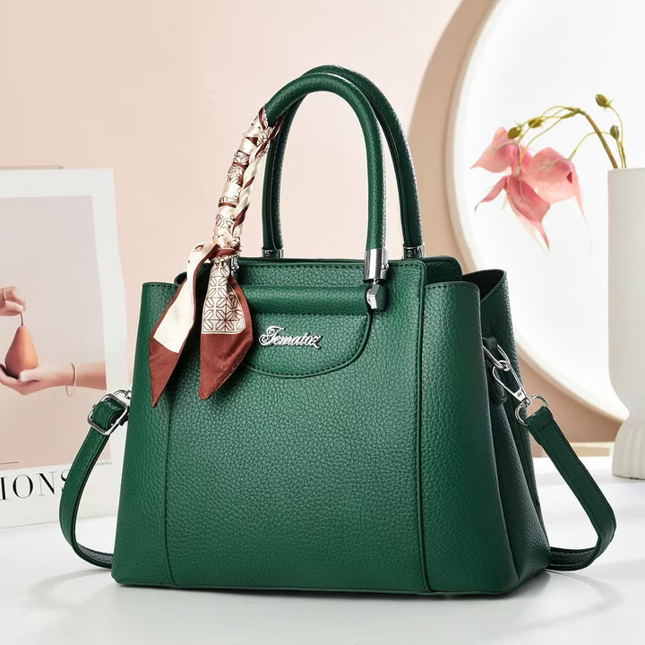 Damen Handtasche mit strukturiertem Kunstleder und stilvollem Schal Nord Taschen