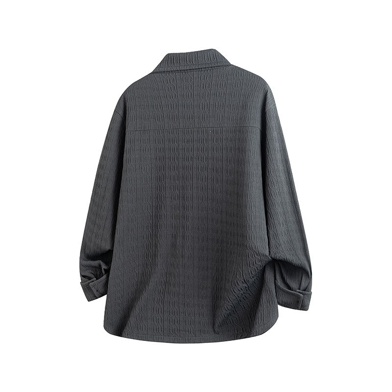 Damen Leicht strukturierte Oversize-Hemdjacke mit Reverskragen & Druckknopffront Nord Taschen