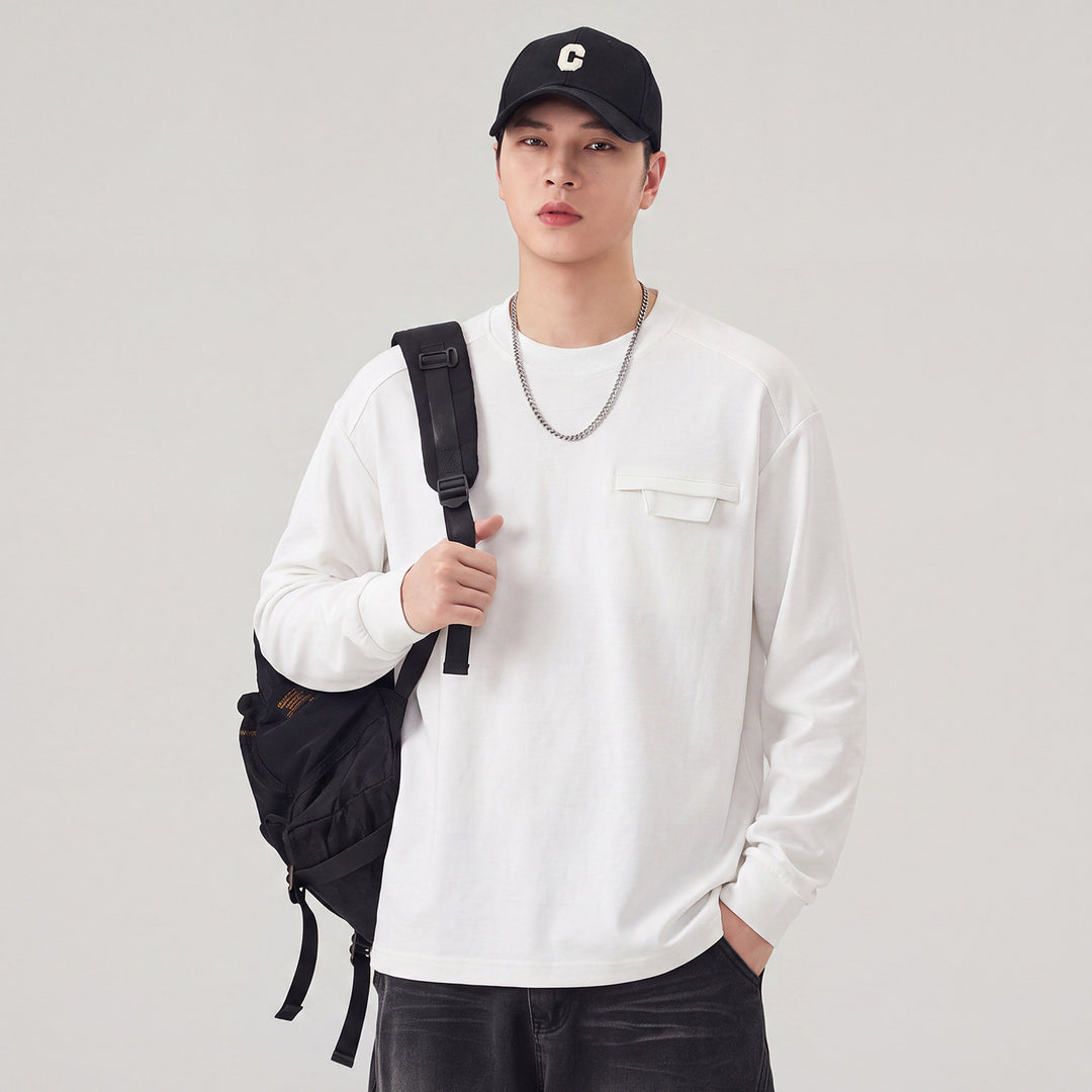 Herren Oversize Sweatshirt mit Brustklappe und Raglanärmeln Nord Taschen