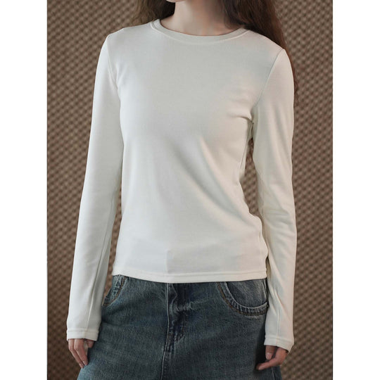 Damen Schmal geschnittenes Longsleeve aus feinem Jersey mit Rundhalsausschnitt Nord Taschen