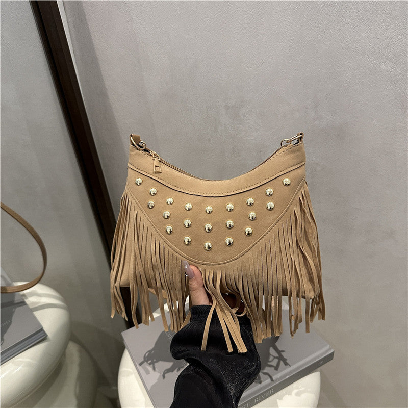 Damen Fransen Tasche mit Nieten Nord Taschen