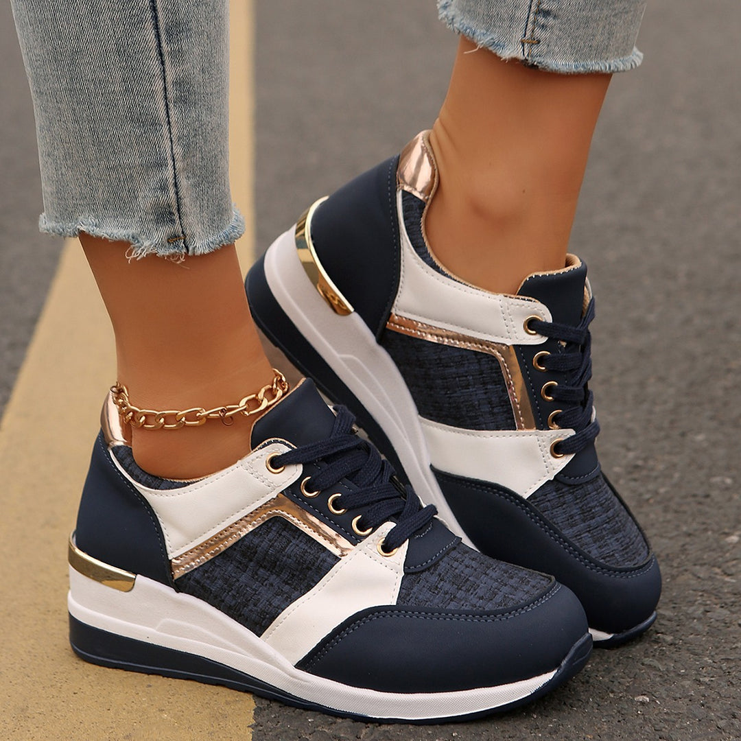 Damen  modische Plateau-Sneaker mit gepolstertem Memory-Fußbett und strukturierter Textil-Kombination Nord Taschen