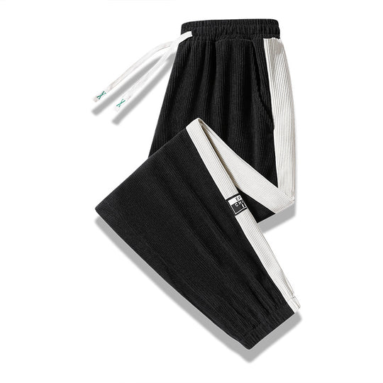 Herren Jogginghose aus geripptem Baumwoll-Mix mit seitlichen Kontrast-Einsätzen und elastischem Saum Nord Taschen