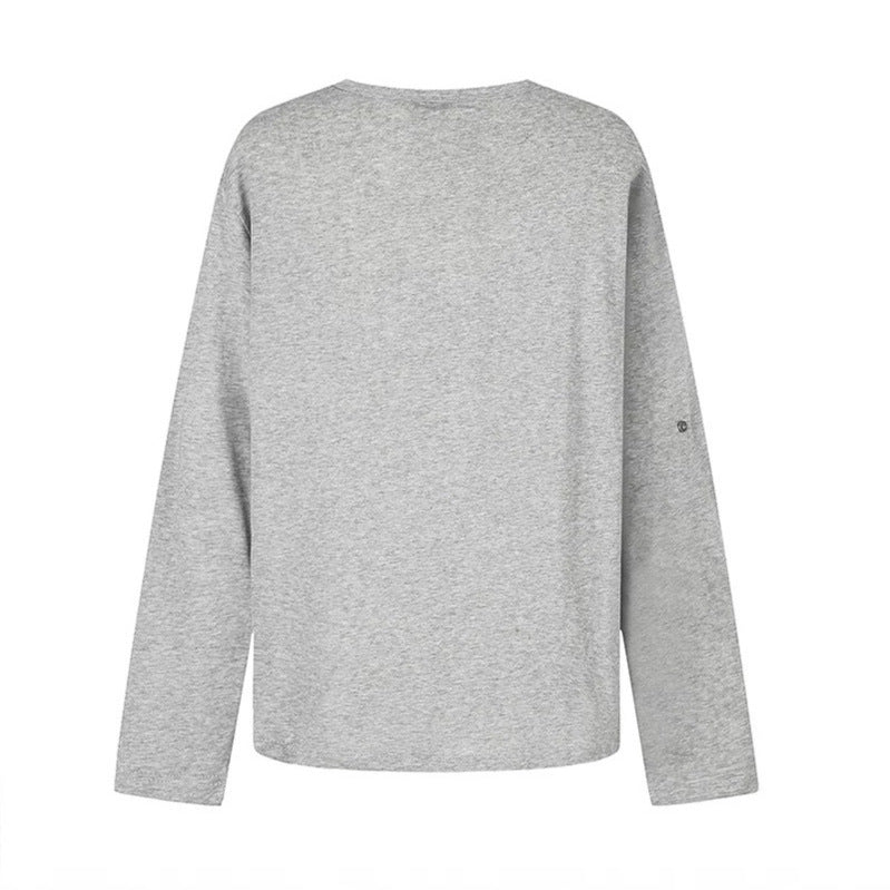 Damen Langarmshirt mit Notch-Ausschnitt und Vintage-Print Nord Taschen