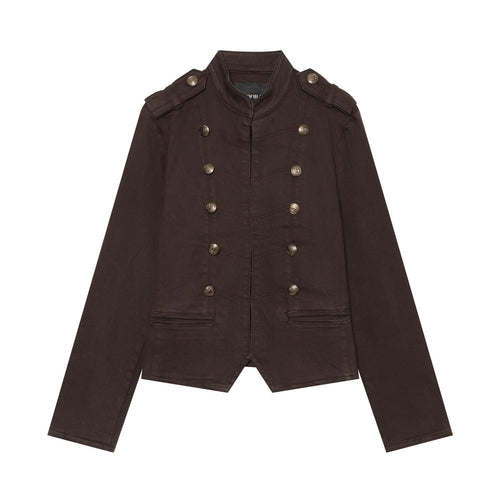 Damen Taillierte Cropped‑Militär‑Blouson mit Epauletten und Doppelknopfreihe Nord Taschen