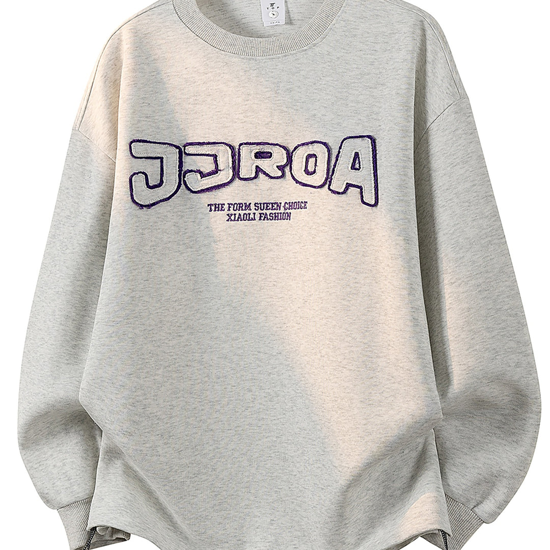 Damen Oversize-Sweatshirt mit gesticktem Schriftzug, abgerundetem Saum & überschnittener Schulter Nord Taschen