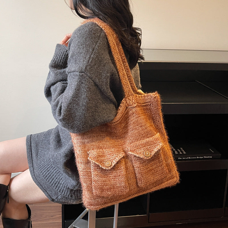 Damen handgefertigte Stricktasche mit zwei Taschen Nord Taschen