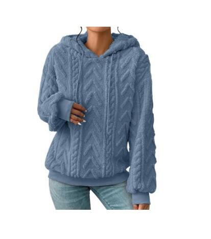 Damen Flauschiger Kapuzenpullover im Zopfmuster mit Oversize-Schnitt Nord Taschen