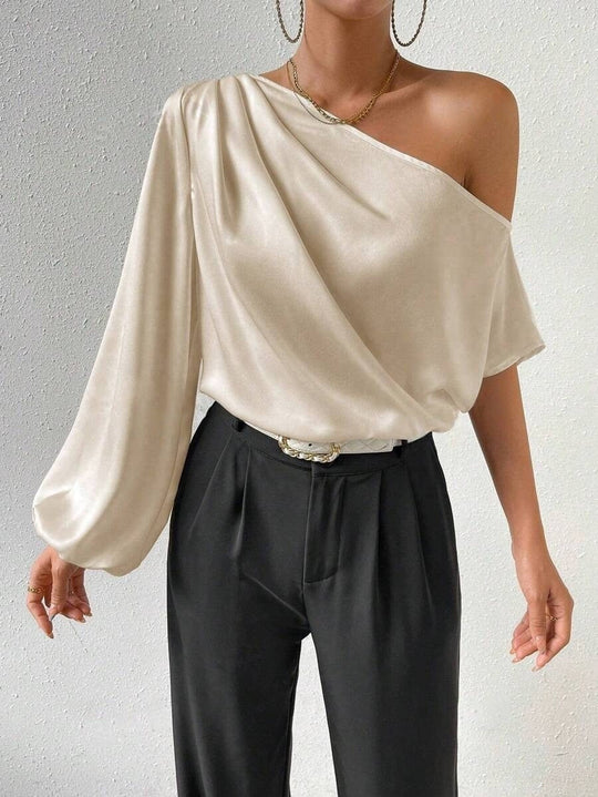 Damen elegante asymmetrische Bluse mit weiten Ärmel - Vittorelli