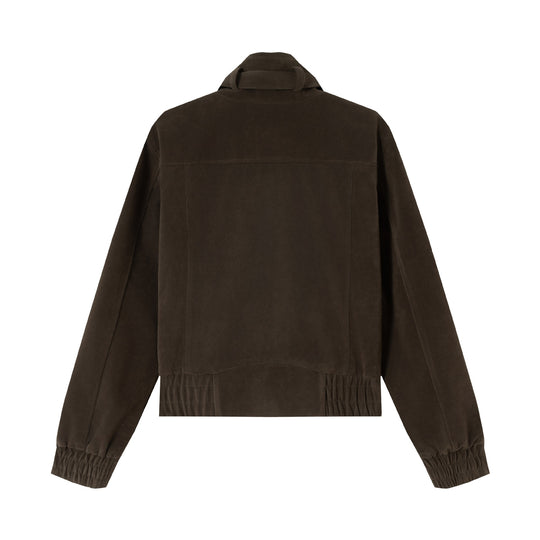 Herren Kurzblouson aus Veloursoptik mit Funnelkragen, Cargo‑Pattentaschen und Zierkreuz-Applikation Nord Taschen