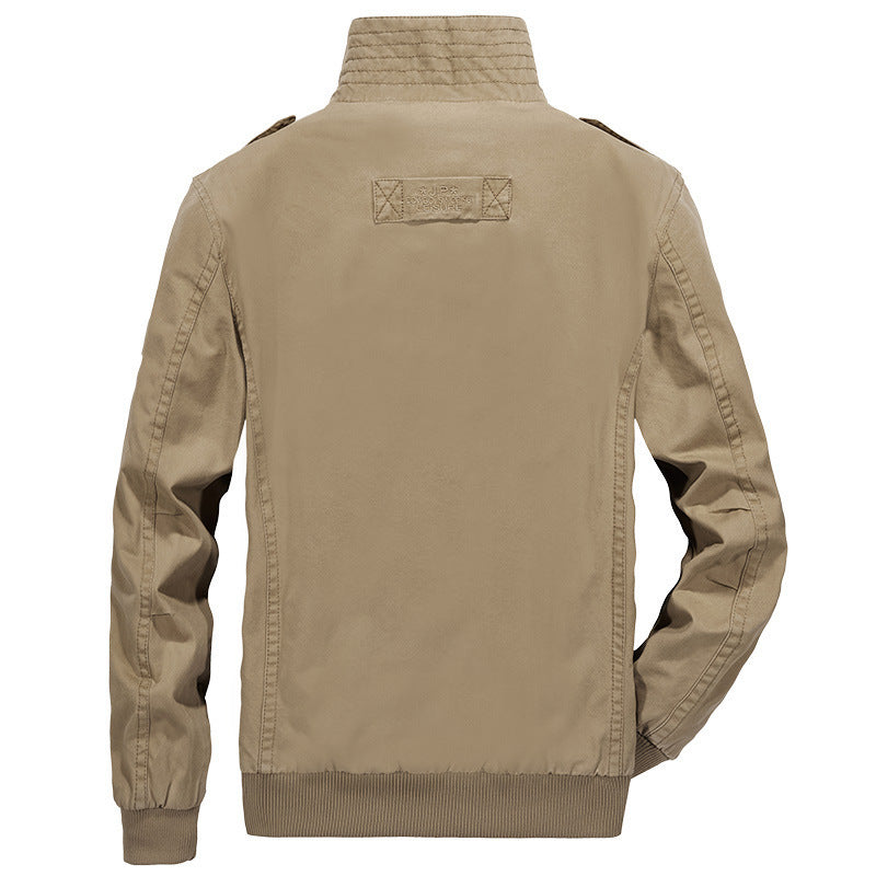 Herren robuste Canvas‑Field‑Bomberjacke mit Stehkragen, Schulterklappen und Mehrfach‑Taschen Nord Taschen