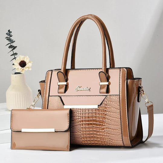 Damen elegante Handtasche mit Doppelgriff und abnehmbarer Clutch Nord Taschen