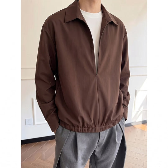 Damen Oversize-Bluse mit tiefem V-Ausschnitt, Hemdkragen und elastischem Saum Nord Taschen