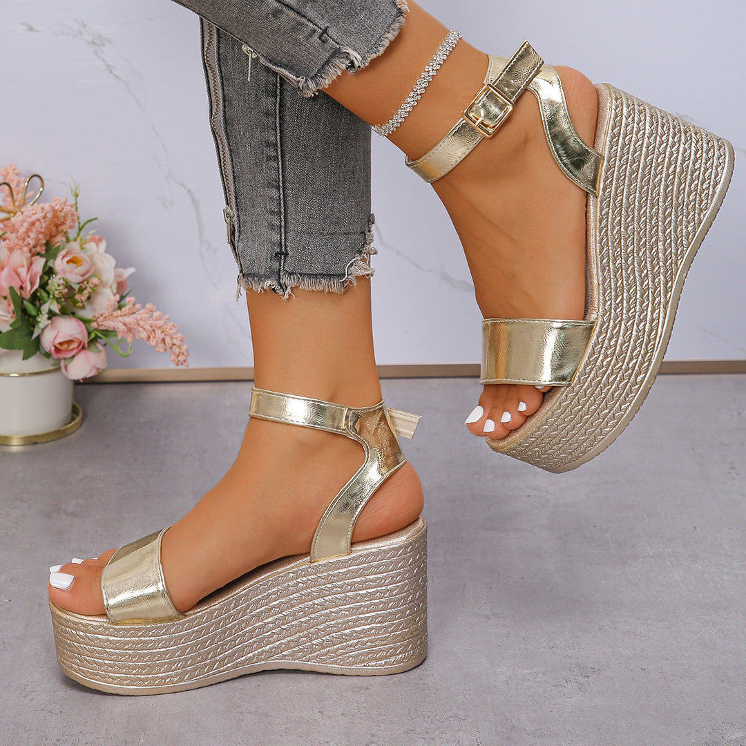 Damen Glamouröse Wedge-Sandalen mit verstellbarem Riemen