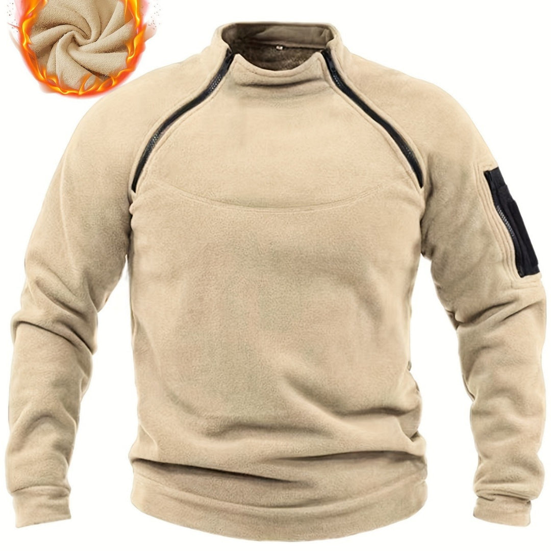 Herren Thermo-Fleecepullover mit Schulterreißverschlüssen, Stehkragen & Ärmel‑Utilitytasche Nord Taschen