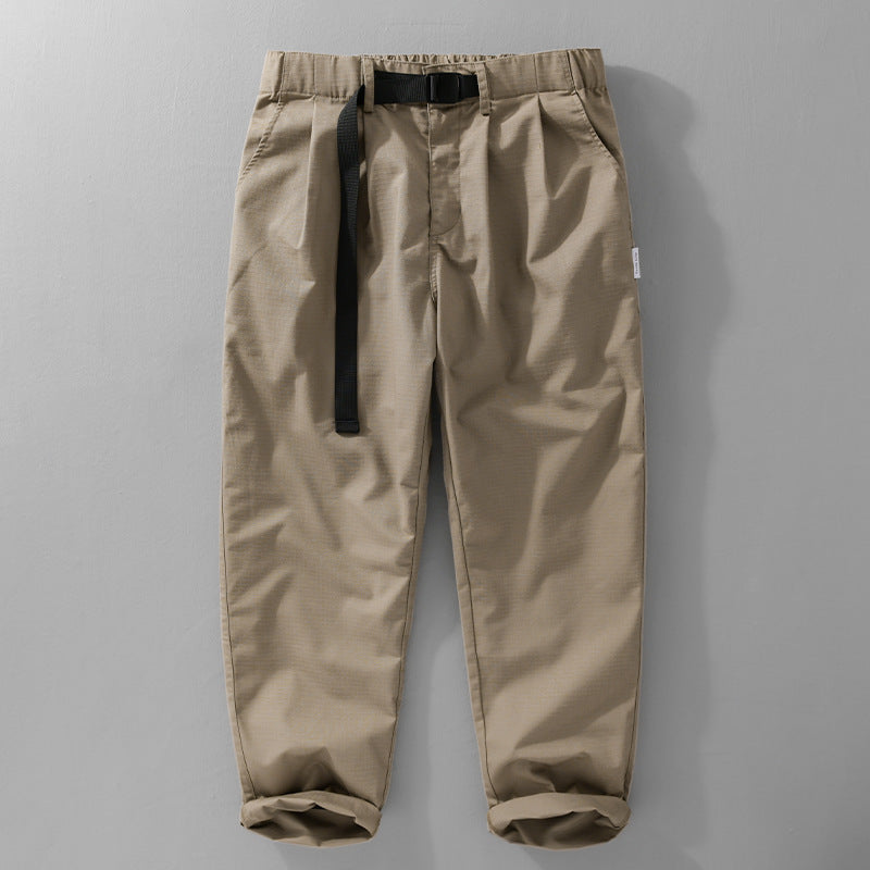 Herren Relaxte Baumwollhose mit elastischem Bund, integrierter Webbing-Gürtel und konischem Bein Nord Taschen