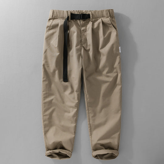 Herren Relaxte Baumwollhose mit elastischem Bund, integrierter Webbing-Gürtel und konischem Bein Nord Taschen