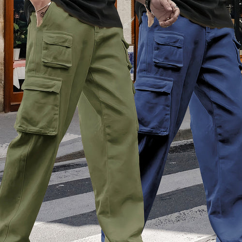 Herren Oversize Utility-Cargohose mit mehrfachen aufgesetzten Klapptaschen Nord Taschen
