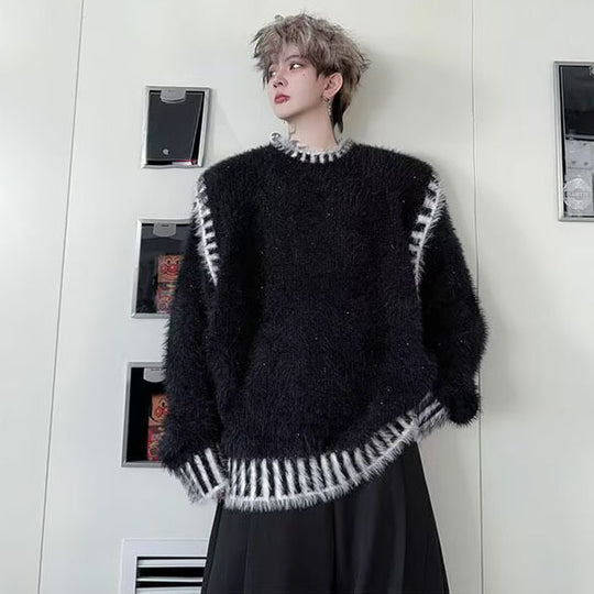 Herren Bequemer Grobstrickpullover mit Rundhalsausschnitt Nord Taschen
