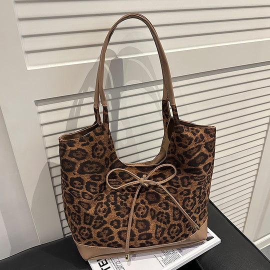 Damen Tote-Tasche mit stilvollem Leopardenmuster und verstellbarem Kordelzug Nord Taschen