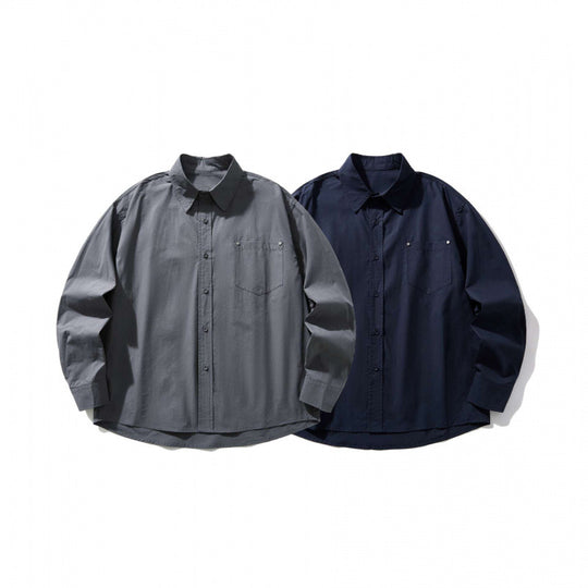 Herren Boxy-Overshirt mit Brusttasche und Hemdkragen aus leichtem Baumwollmix Nord Taschen