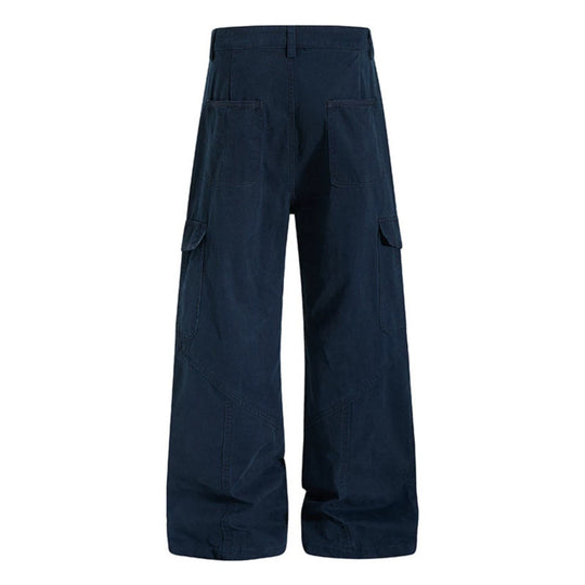 Damen Weite Cargo-Hose aus Baumwoll-Mix mit hohem Bund und Multifunktionstaschen Nord Taschen