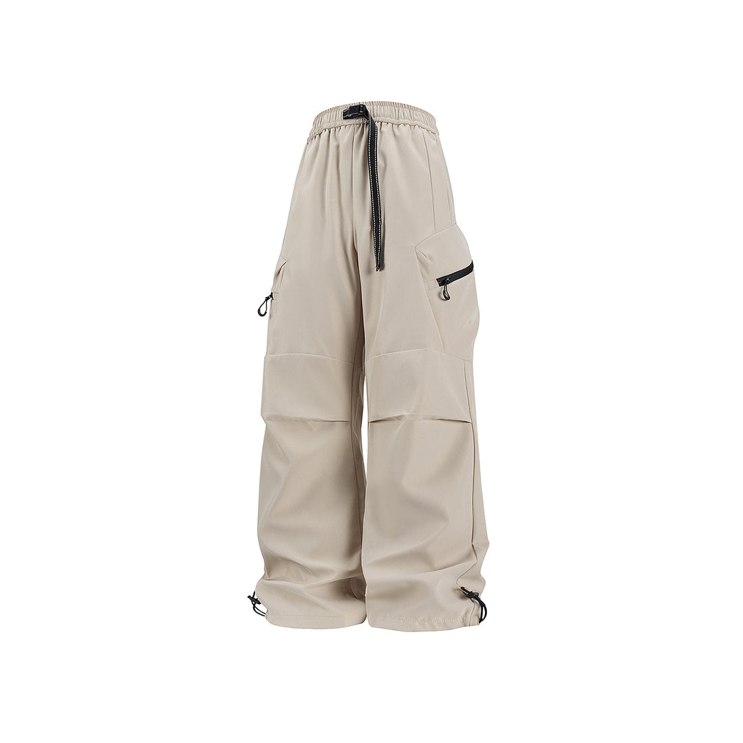 Damen Weite Utility-Cargo-Hose mit Tunnelzugbund, Reißverschluss-Taschen und verstellbaren Beinabschlüssen Nord Taschen