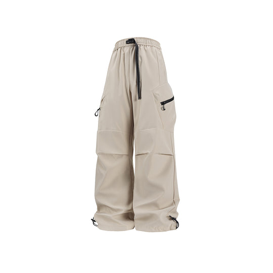 Damen Weite Utility-Cargo-Hose mit Tunnelzugbund, Reißverschluss-Taschen und verstellbaren Beinabschlüssen Nord Taschen