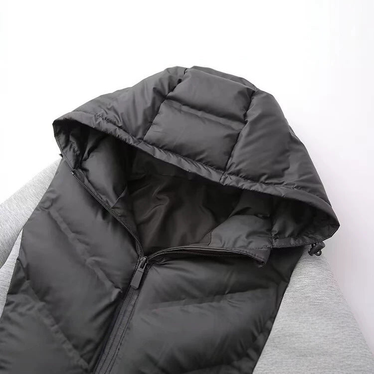 Damen Kapuzen-Hybridjacke mit gesteppter Front und Sweat-Ärmeln Nord Taschen