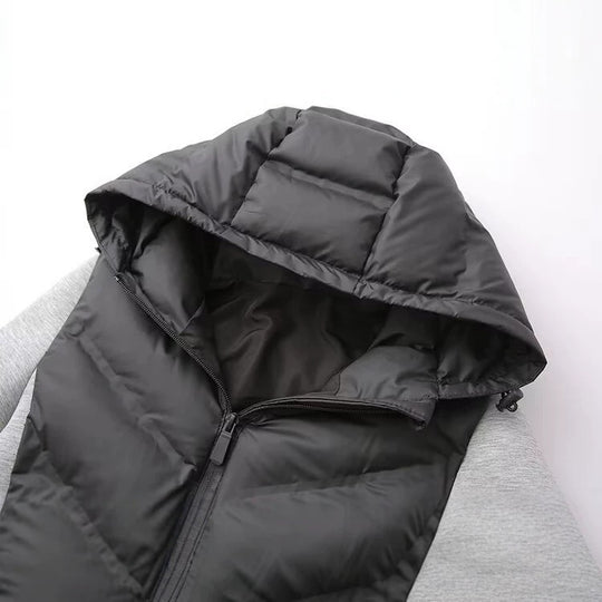 Damen Kapuzen-Hybridjacke mit gesteppter Front und Sweat-Ärmeln Nord Taschen