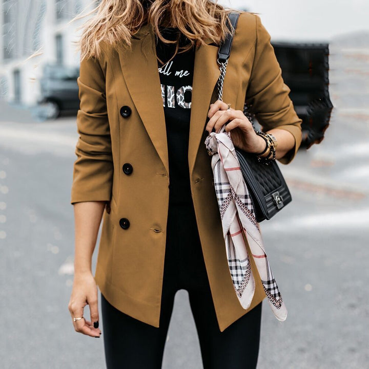Damen eleganter taillierter Blazer mit doppelter Knopfleiste