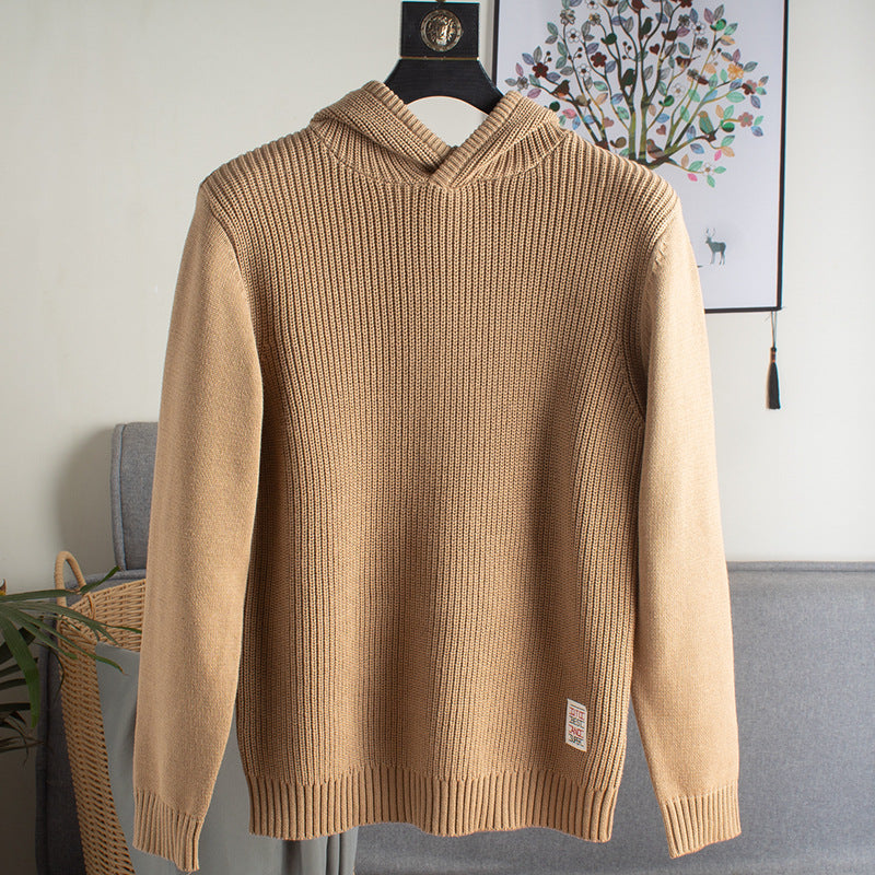 Herren Grobgerippter Kapuzenpullover mit glatten Ärmeln und geripptem Saum Nord Taschen