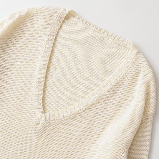 Damen Grobstrickpullover mit tiefem V-Ausschnitt und Oversize-Schnitt Nord Taschen