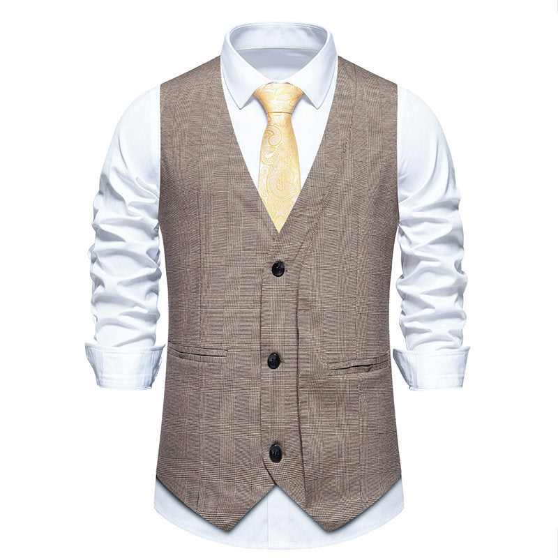 Herren elegante Anzugweste mit klassischem Herringbone-Muster und praktischen Taschen Nord Taschen