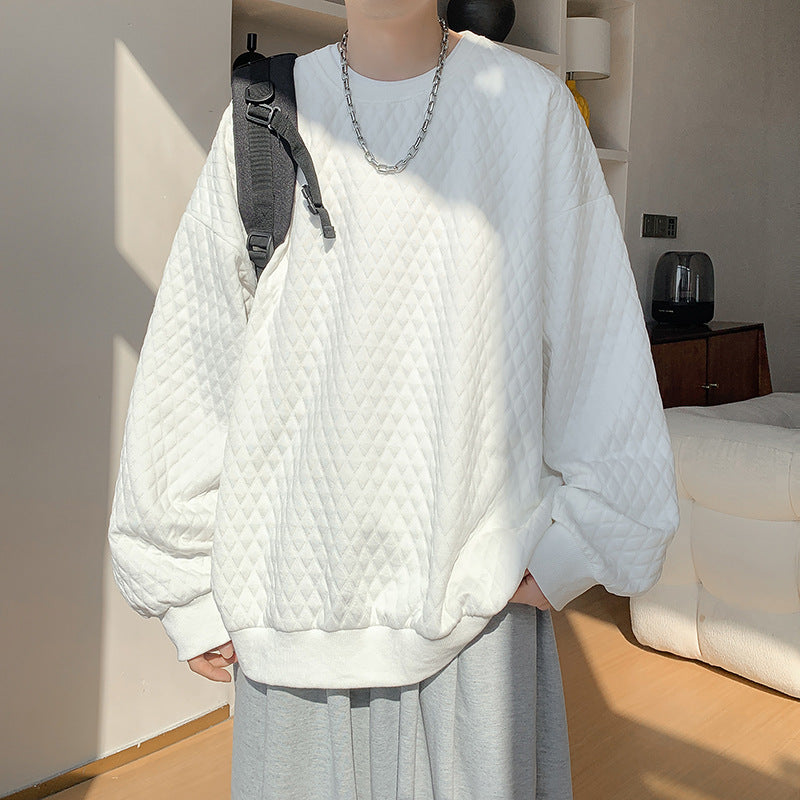 Herren Oversize-Quilt-Sweatshirt mit Rautenmuster und gerippten Bündchen Nord Taschen