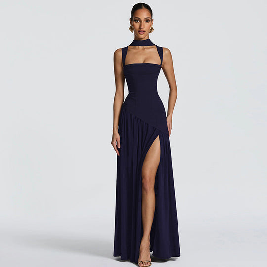 Damen Elegantes Abendkleid mit asymmetrischem Schnitt und tiefem Schlitz - Vittorelli
