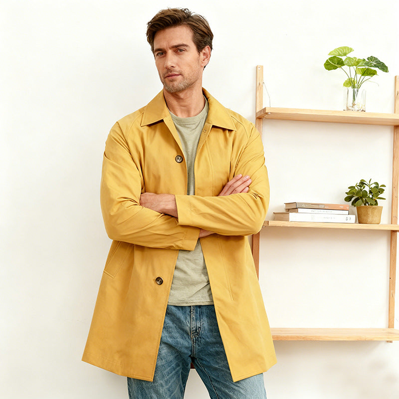 Herren mittellanger Carcoat mit Umlegekragen und verdeckter Knopfleiste Nord Taschen