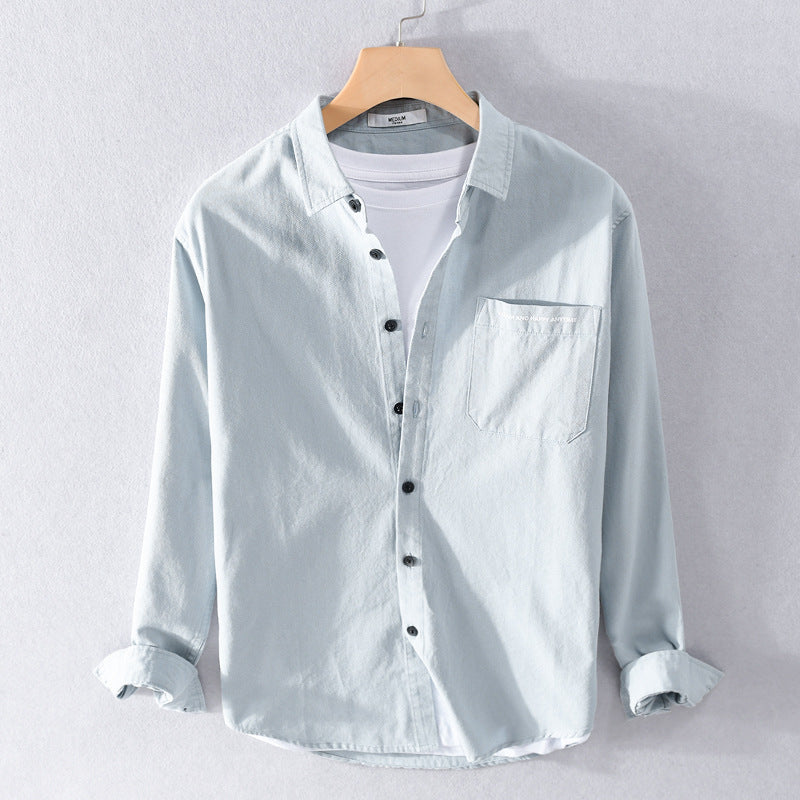 Herren Leichtes Baumwoll-Langarmhemd im Overshirt‑Stil mit Pattentasche und kontrastreichen Knöpfen Nord Taschen