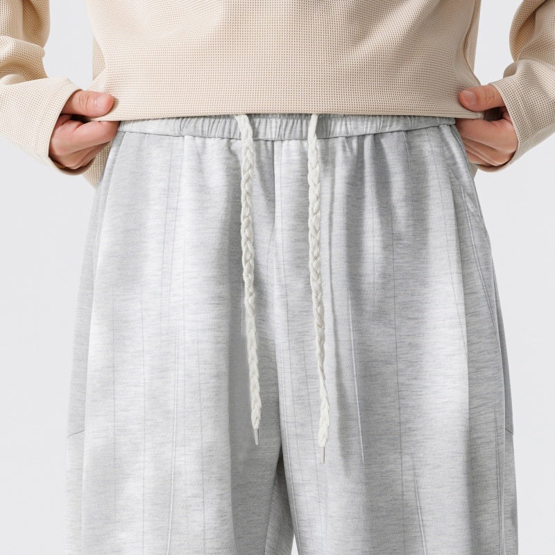 Herren Extraweite Relax-Freizeithose aus French-Terry mit Tunnelzug, Bügelfalten & Oversize-Bein Nord Taschen