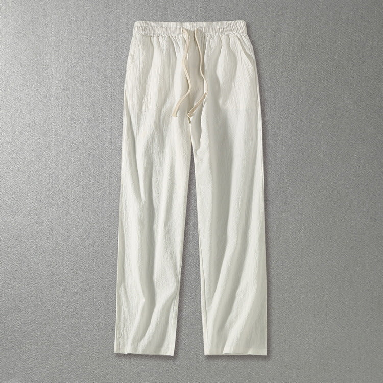Herren Leinenhose mit elastischem Bund und Tunnelzug geradem Bein Nord Taschen