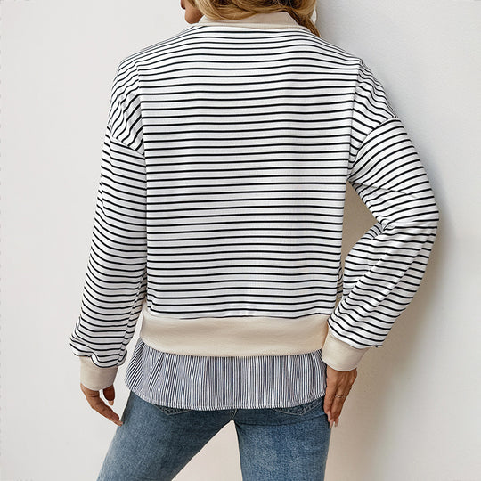 Damen Lässiger Langarm Pullover mit Rippdetails Nord Taschen