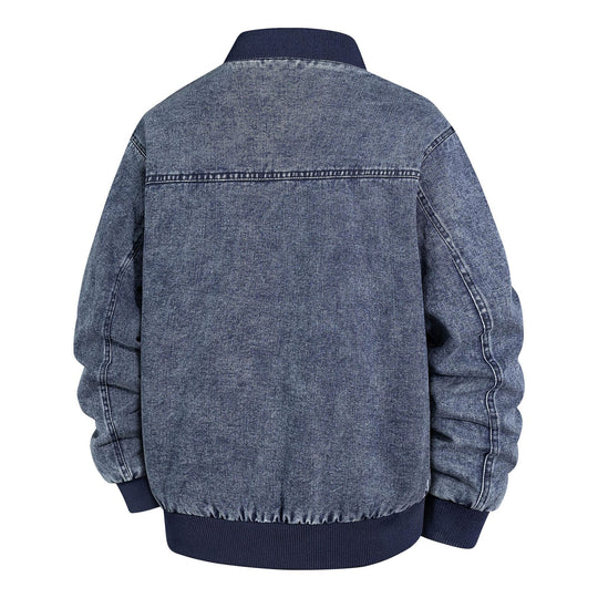 Herren Denim-Bomberjacke mit Rippkragen und Druckknopfverschluss Nord Taschen