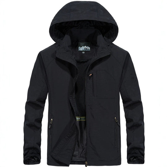 Herren Leichte Allwetter-Fieldjacke mit Kapuze, Mesh‑Innenfutter und Reißverschlusstaschen Nord Taschen