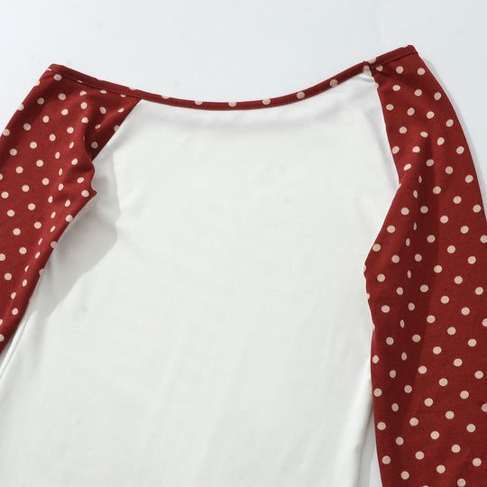 Damen Asymmetrisches Longsleeve mit Polka-Dot Raglanärmeln Nord Taschen